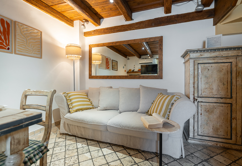 Bright living room wide view